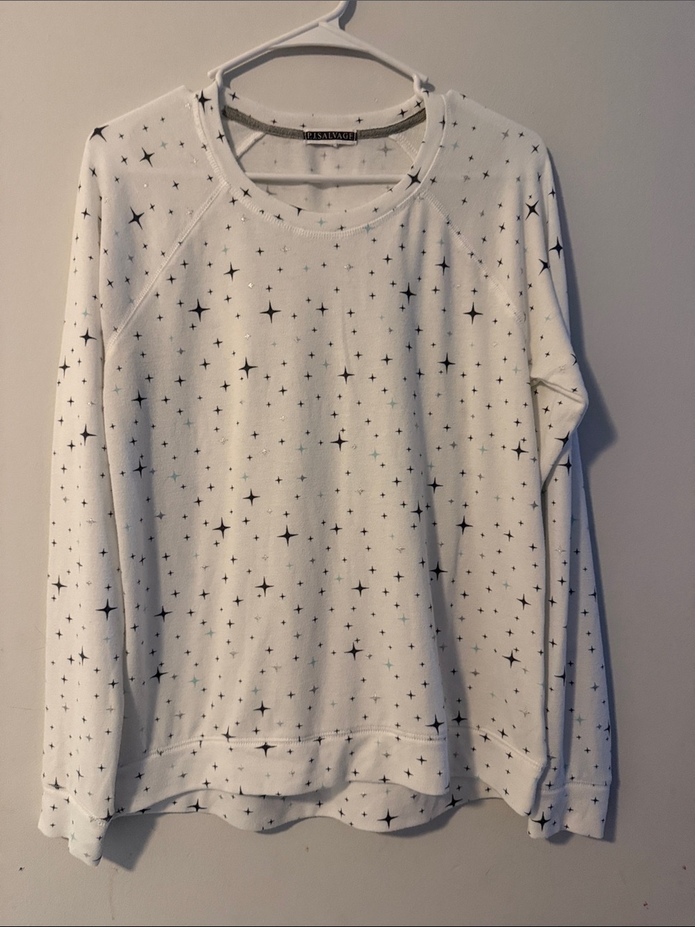 PJ Salvage White Star-Print Long Sleeve Pullover